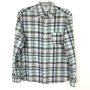 J Crew men’s Indian Madras long sleeve button shirt slim fit
Size Large